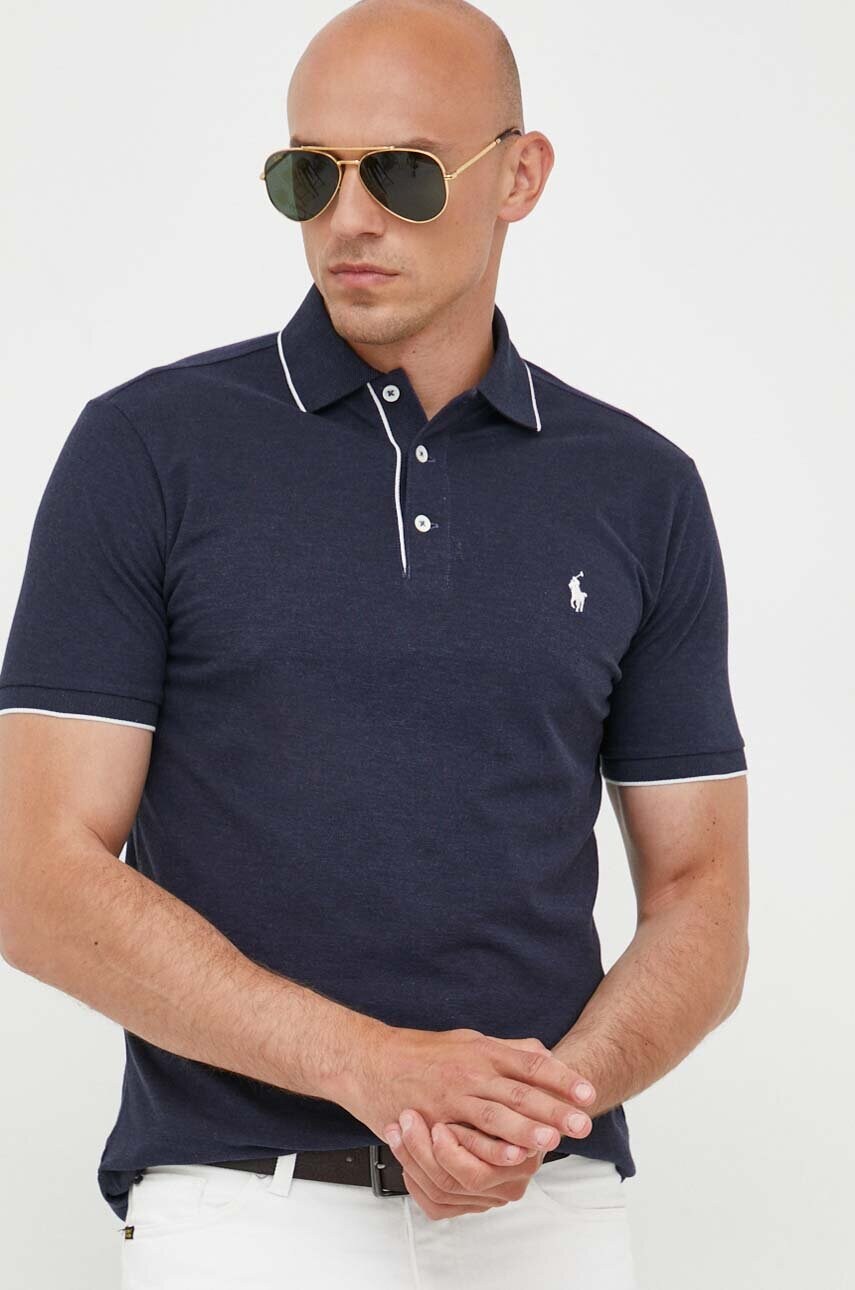 

Бавовняне поло Polo Ralph Lauren колір синій однотонний