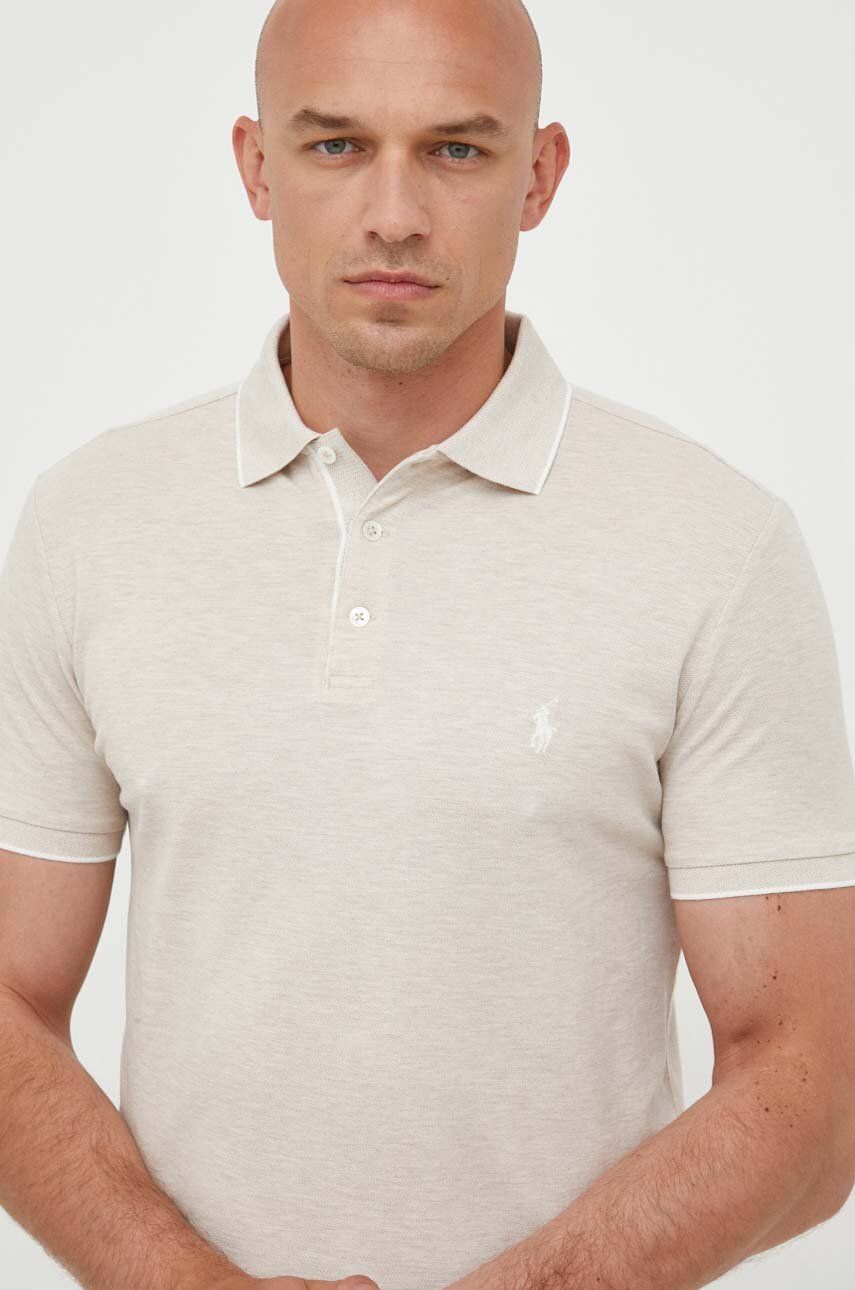 Bavlněné polo tričko Polo Ralph Lauren béžová barva - béžová -  100 % Bavlna
