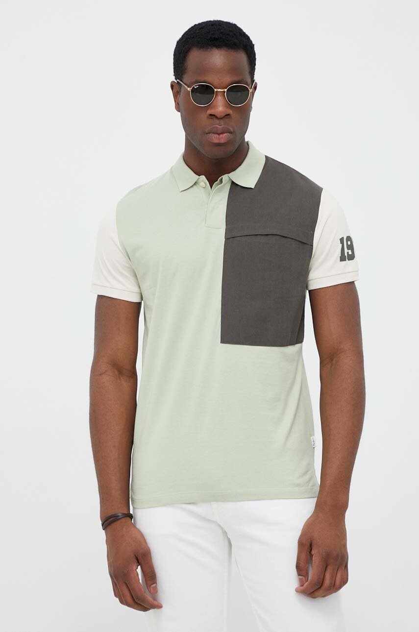 Pepe Jeans Polo De Bumbac Lambert Culoarea Verde, Modelator