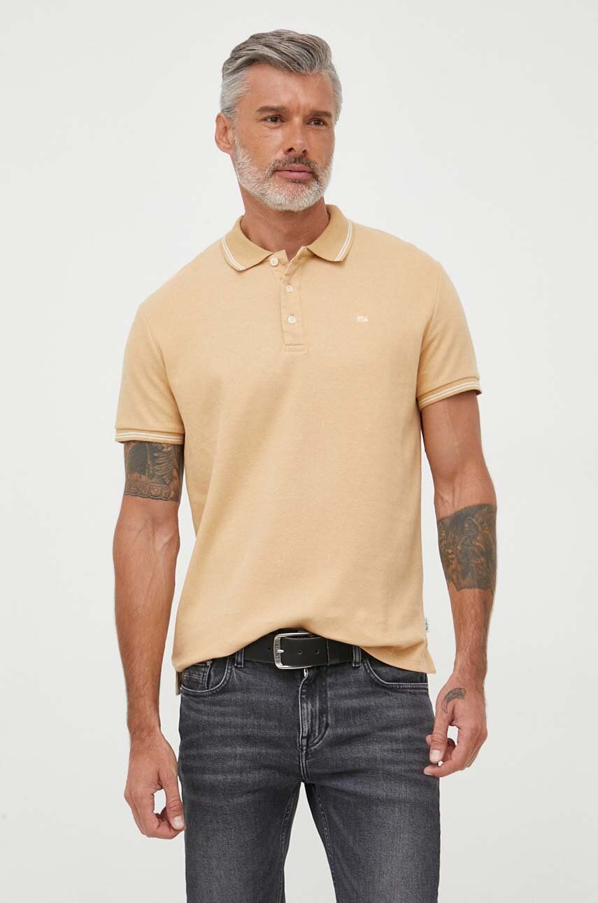 Bavlněné polo tričko Pepe Jeans Lisson béžová barva - béžová -  100 % Bavlna