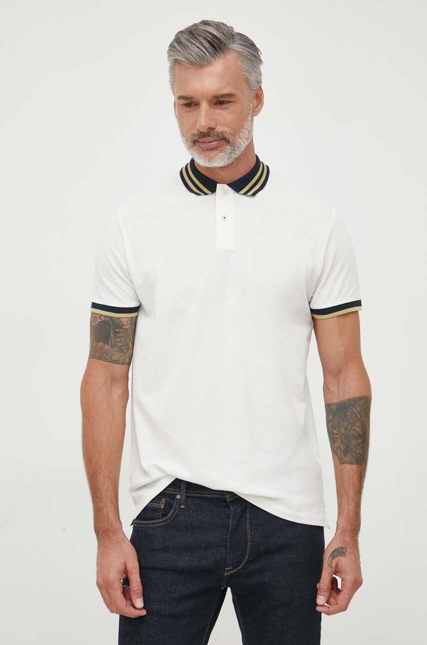 Levně Bavlněné polo tričko Pepe Jeans LARRY béžová barva, s aplikací