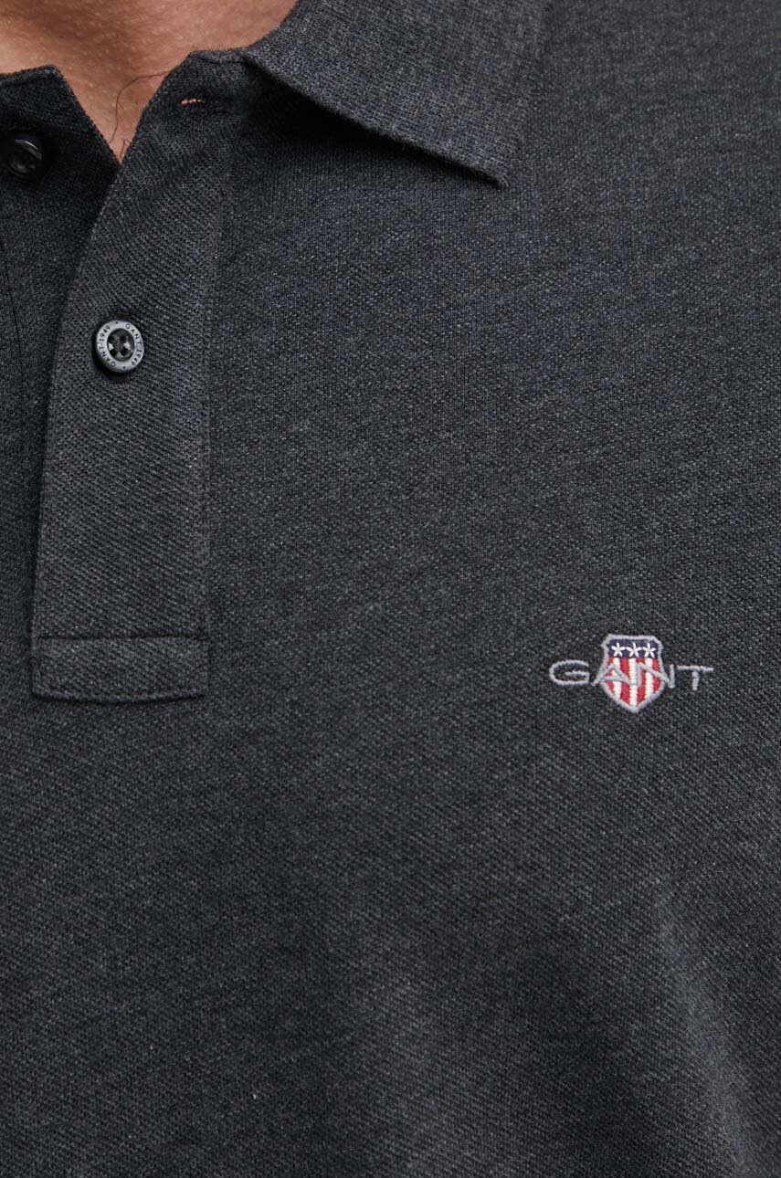 Βαμβακερό μπλουζάκι πόλο Gant χρώμα: γκρι φωτογραφία