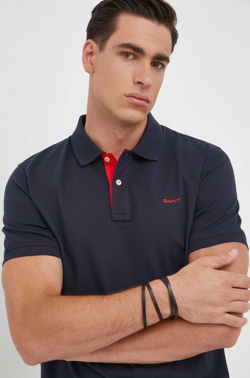Polo tričko Gant tmavomodrá barva - námořnická modř - 96 % Bavlna