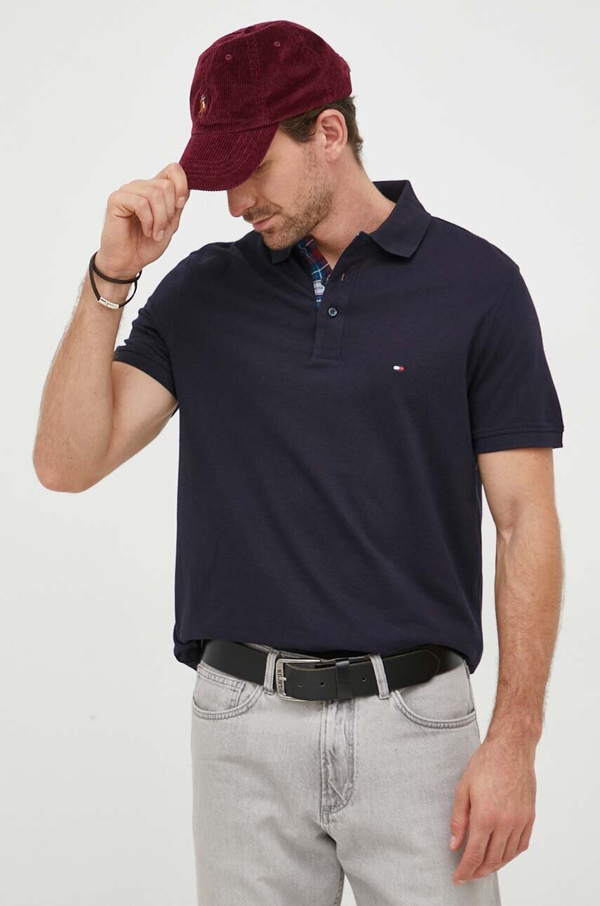 Bavlněné polo tričko Tommy Hilfiger tmavomodrá barva