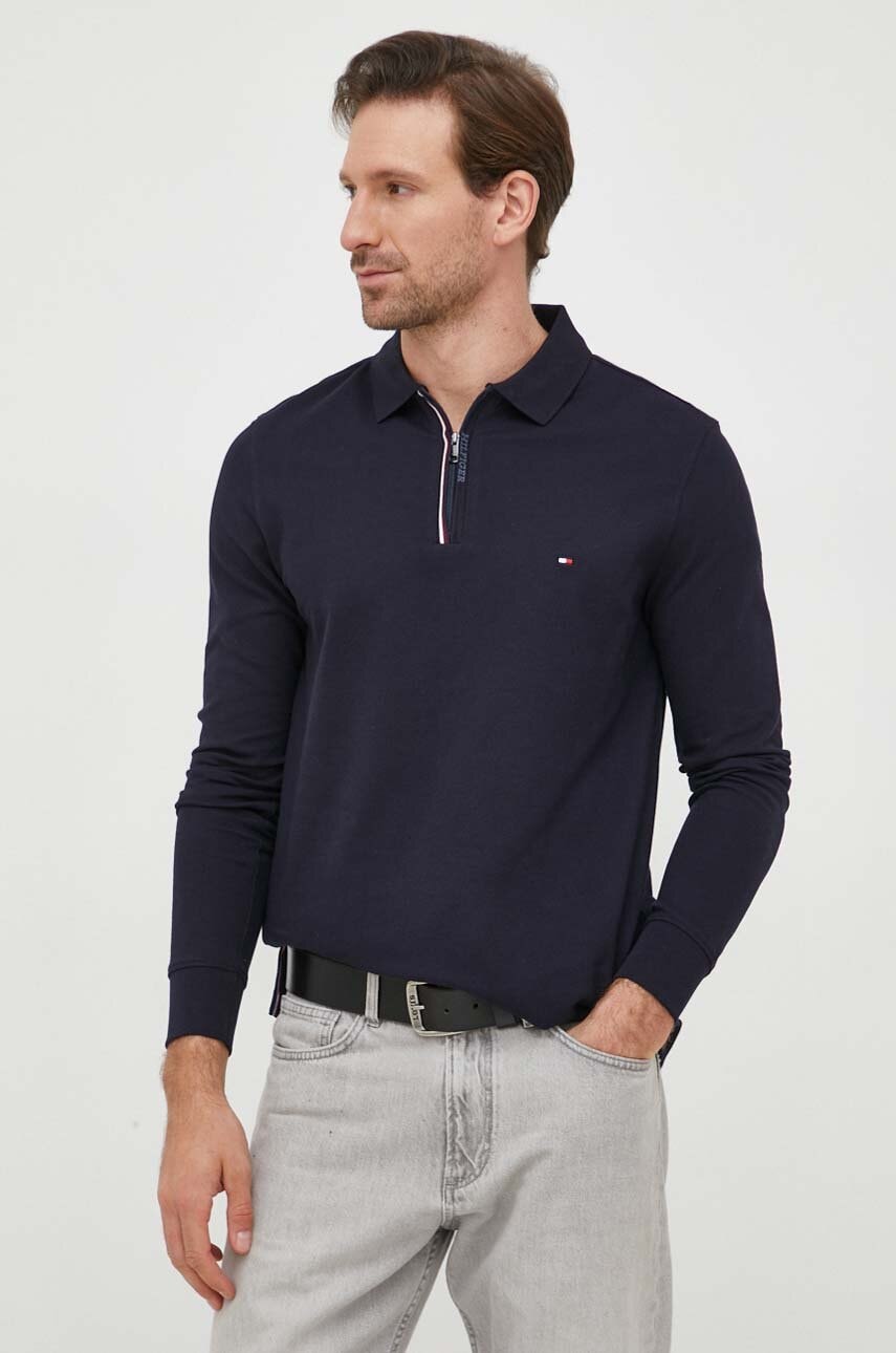 

Лонгслив Tommy Hilfiger мужской цвет синий однотонный