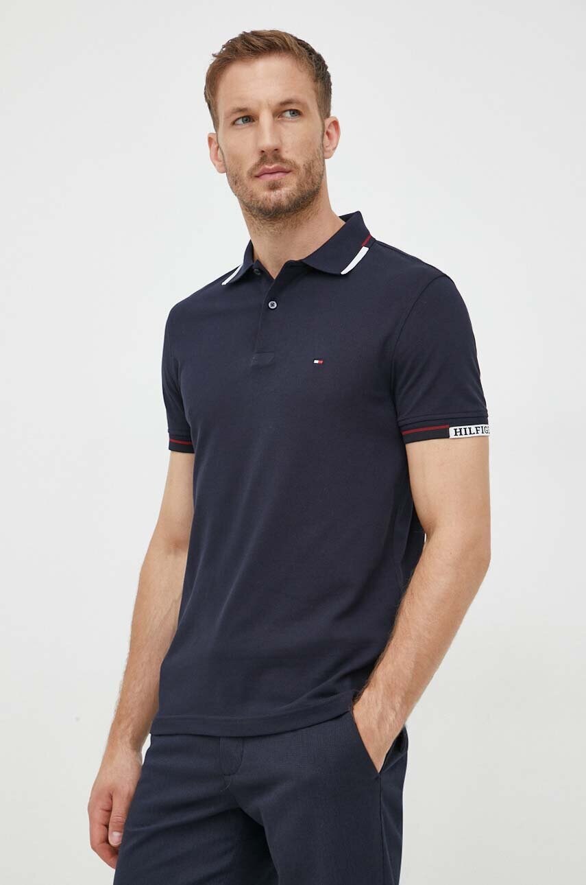 

Поло Tommy Hilfiger мужской цвет синий однотонный