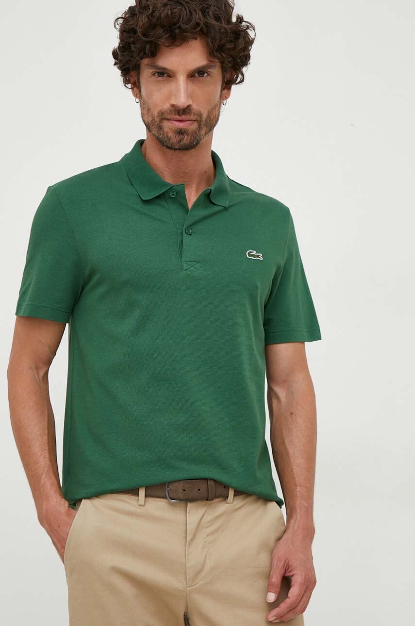 Lacoste tricou polo bărbați, culoarea verde, uni