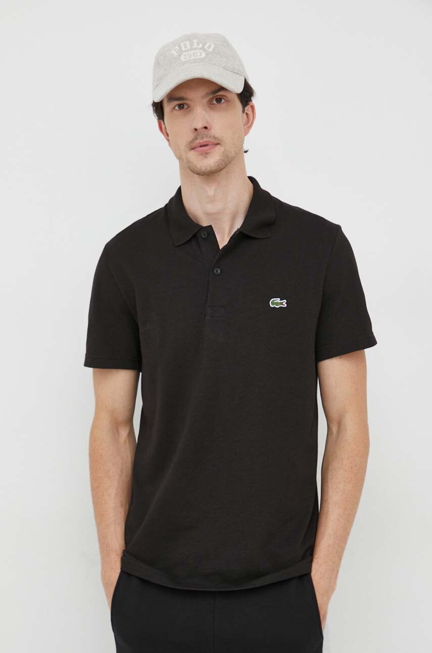 Lacoste tricou polo bărbați, culoarea negru, uni