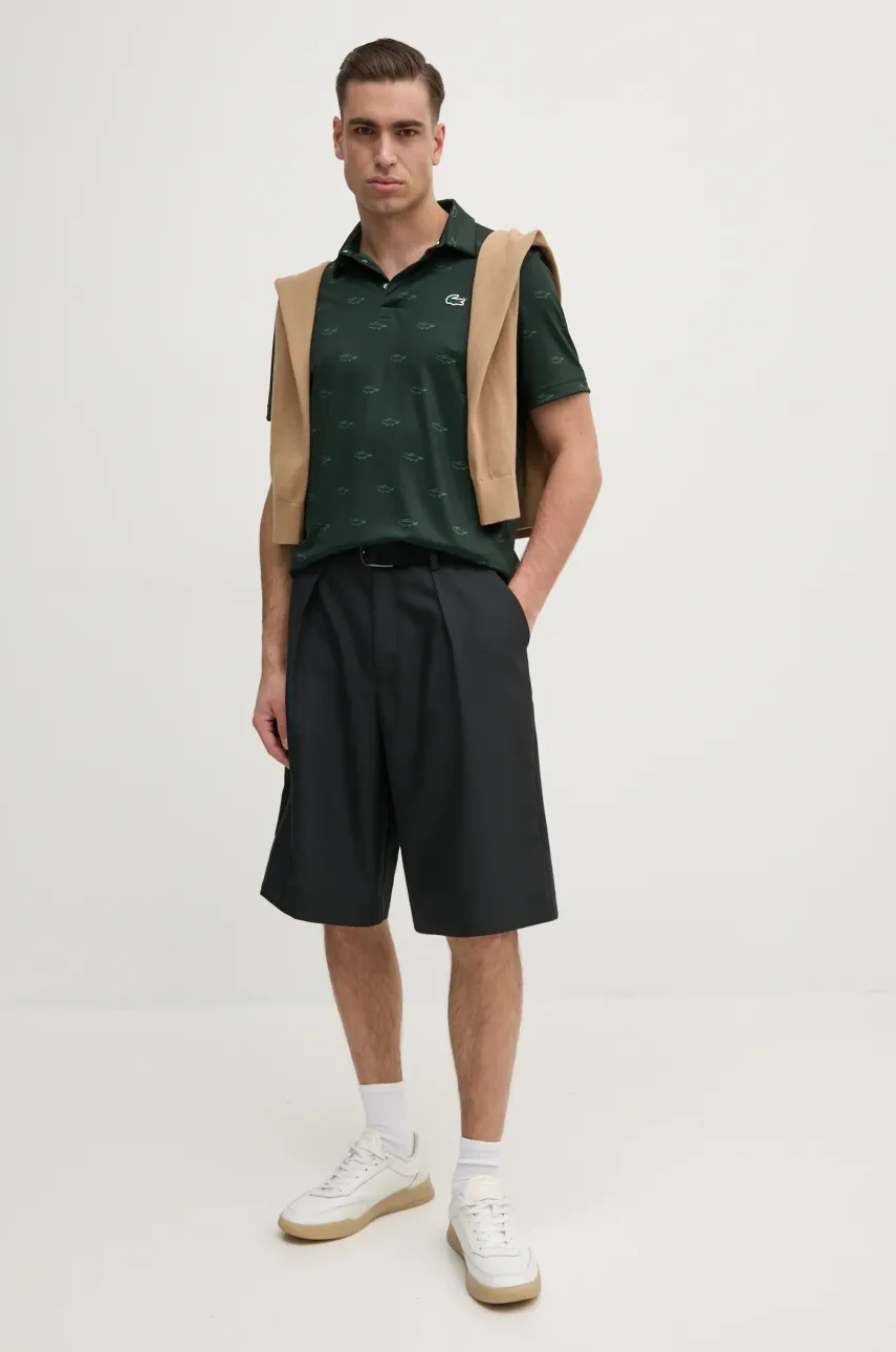 Поло Lacoste мужской цвет зелёный узорный Поло Lacoste мужской цвет зелёный узорный