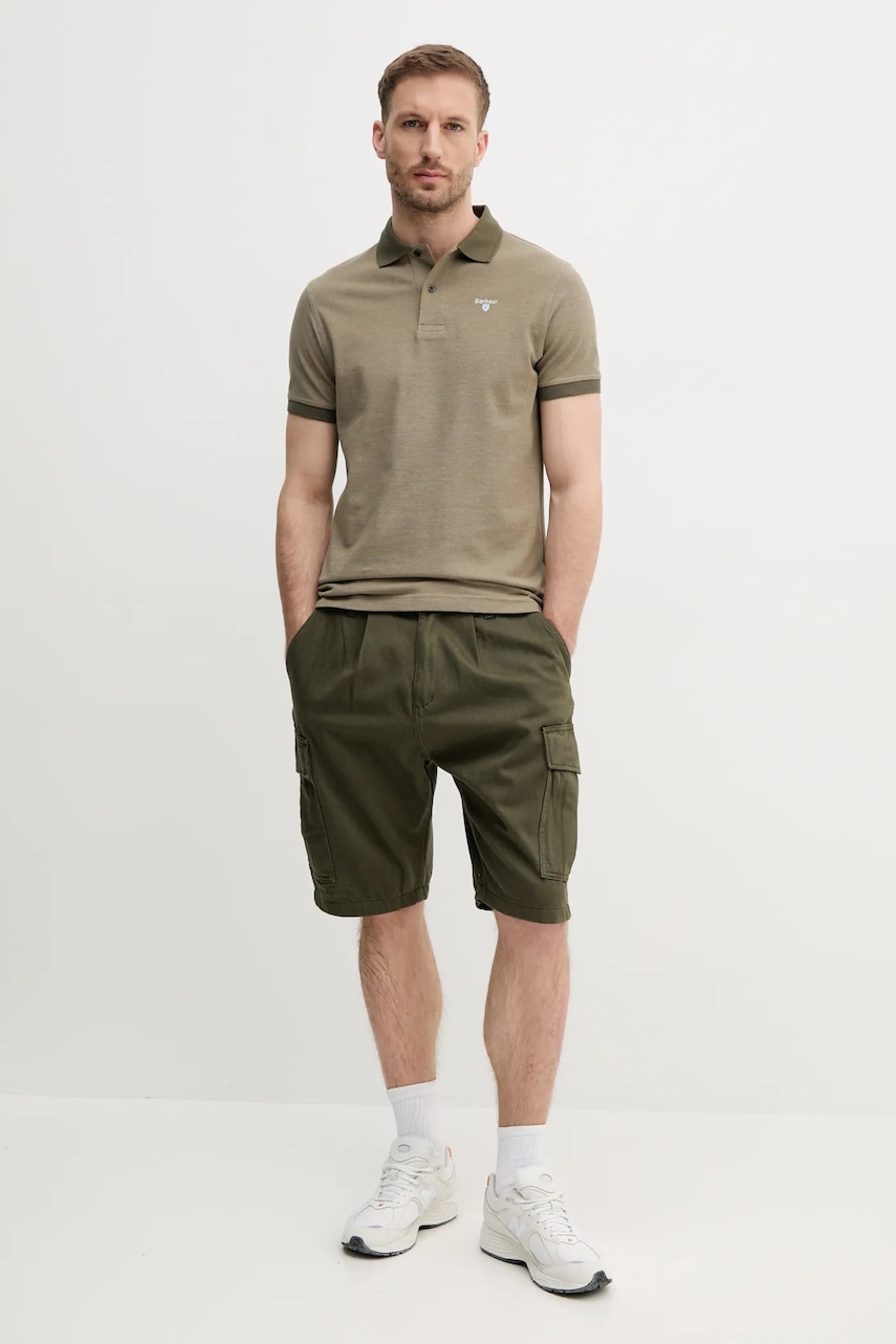 Хлопковое поло Barbour цвет зелёный однотонный Хлопковое поло Barbour цвет зелёный однотонный
