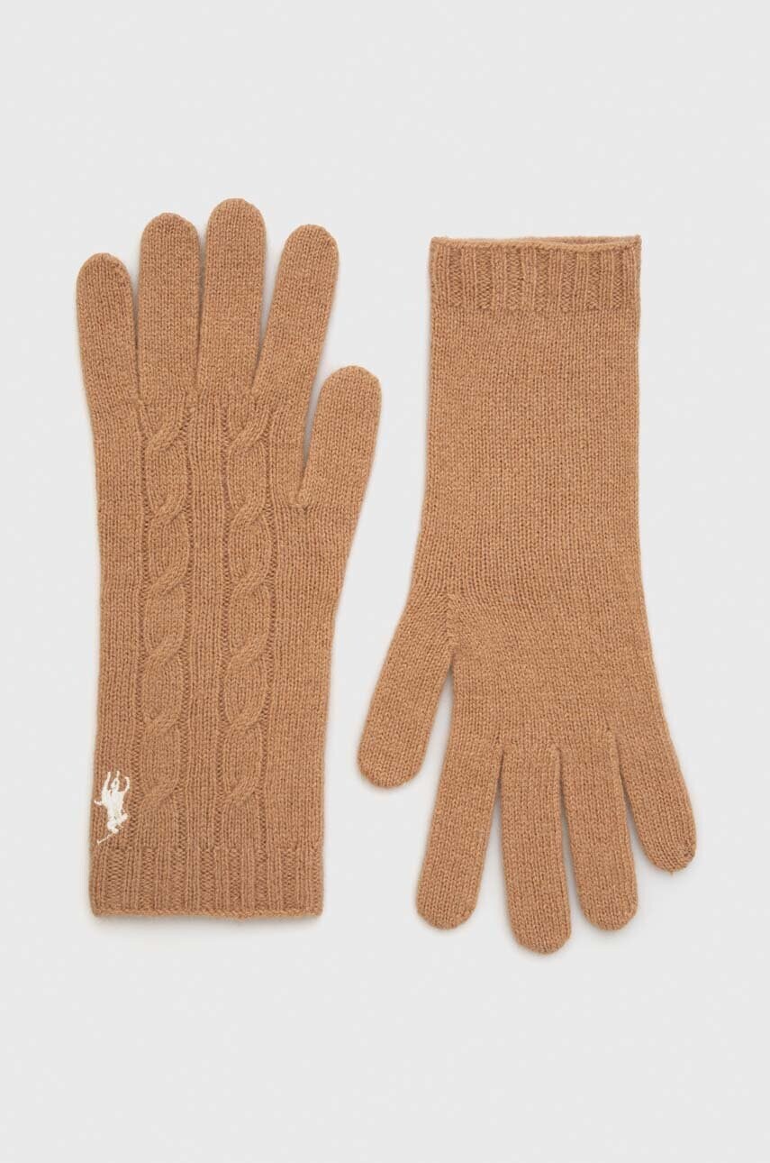 

Вълнени ръкавици Polo Ralph Lauren в бежово, Бежов