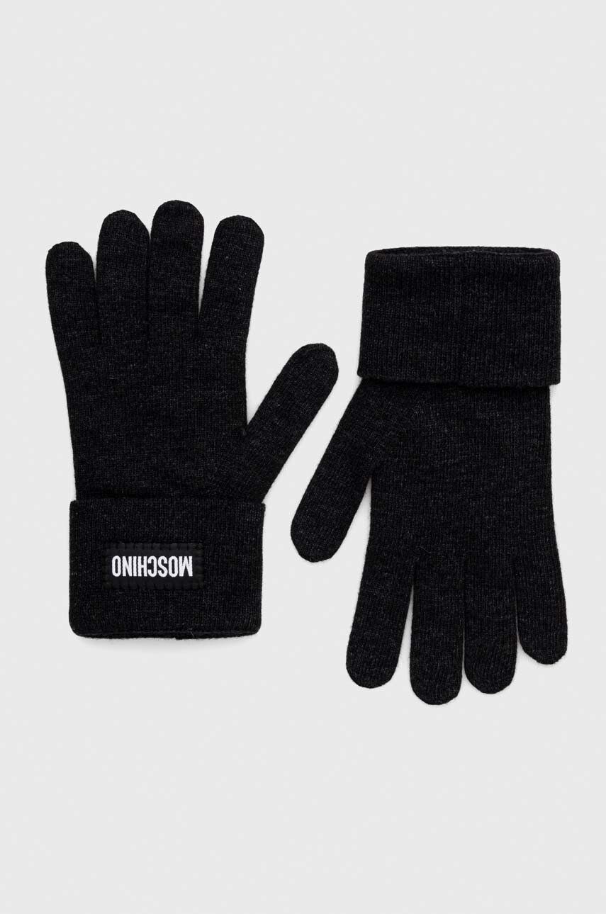 Levně Kašmírové rukavice Moschino černá barva