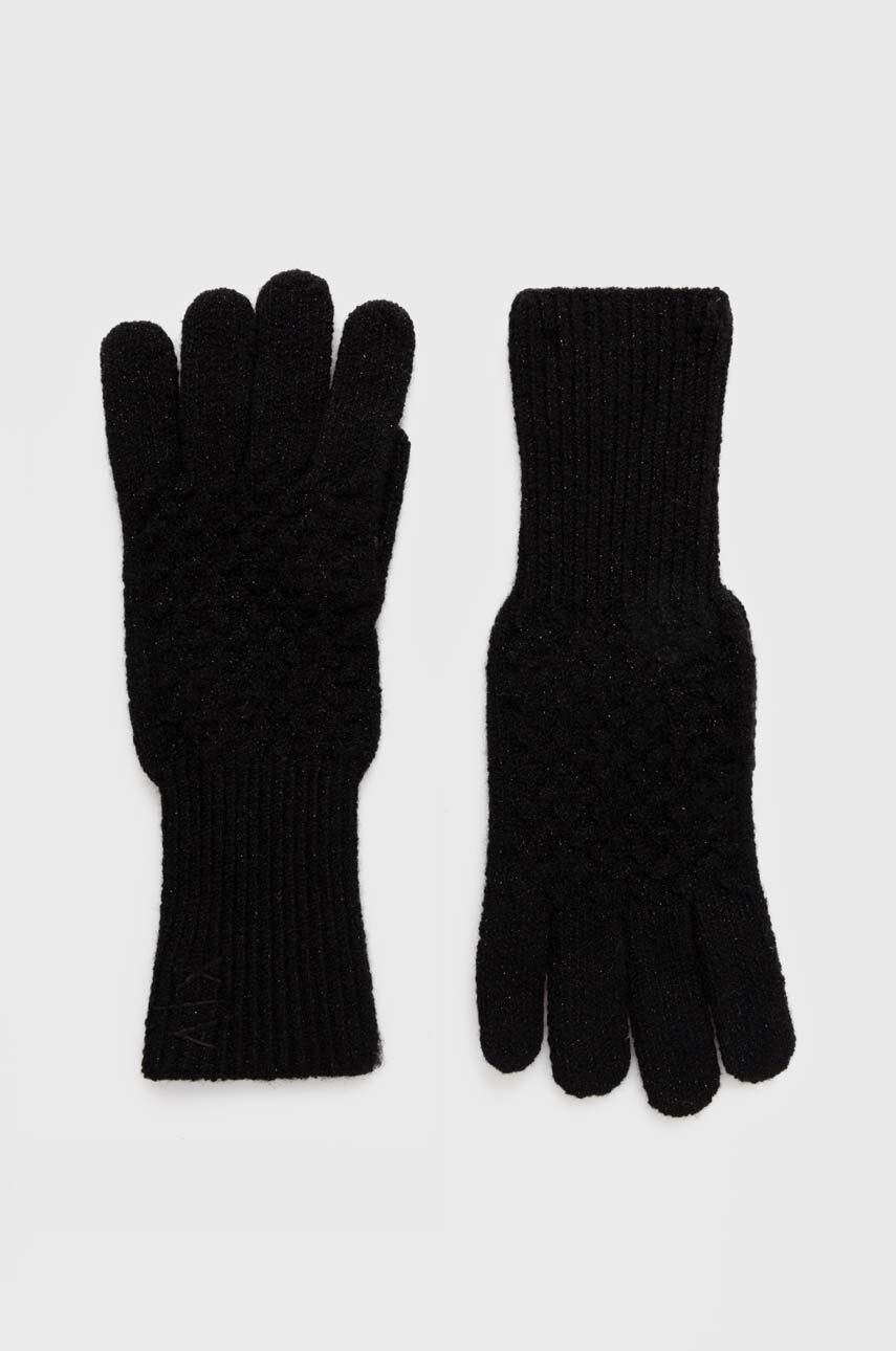 Rukavice z vlněné směsi Armani Exchange černá barva - černá - 30 % Polyester