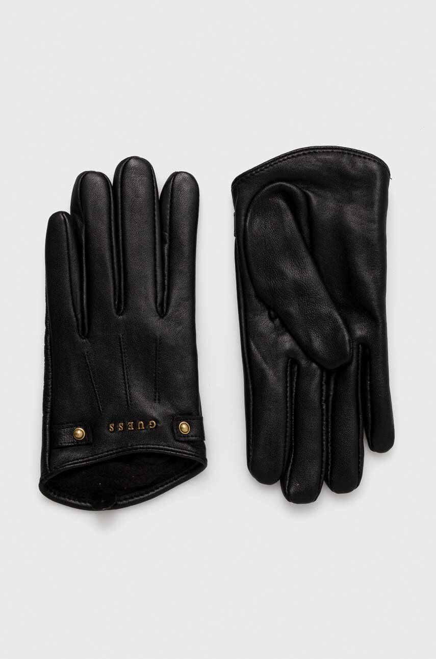 E-shop Kožené rukavice Guess dámské, černá barva