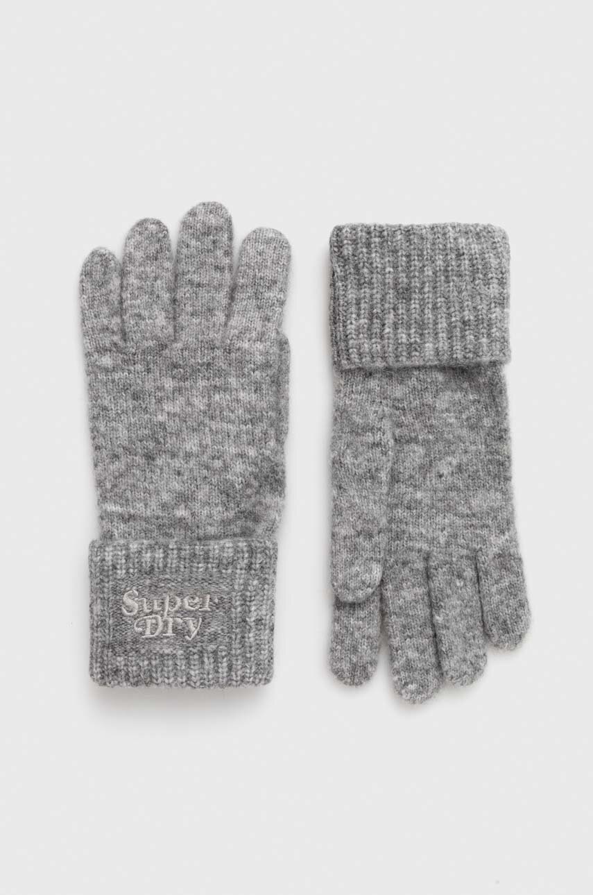 

Перчатки с примесью шерсти Superdry цвет серый