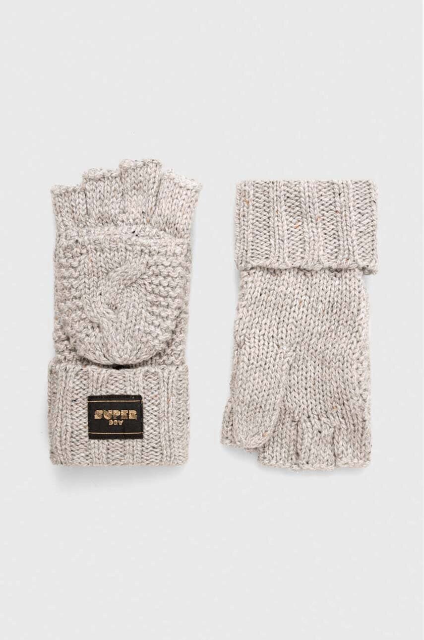

Ръкавици с вълна Superdry в сиво, Сив