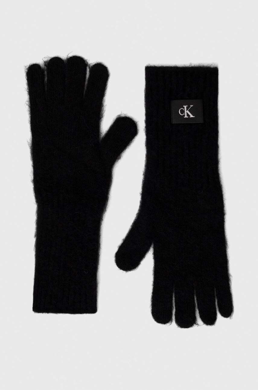 Vlněné rukavice Calvin Klein Jeans černá barva - černá - 41 % Polyamid