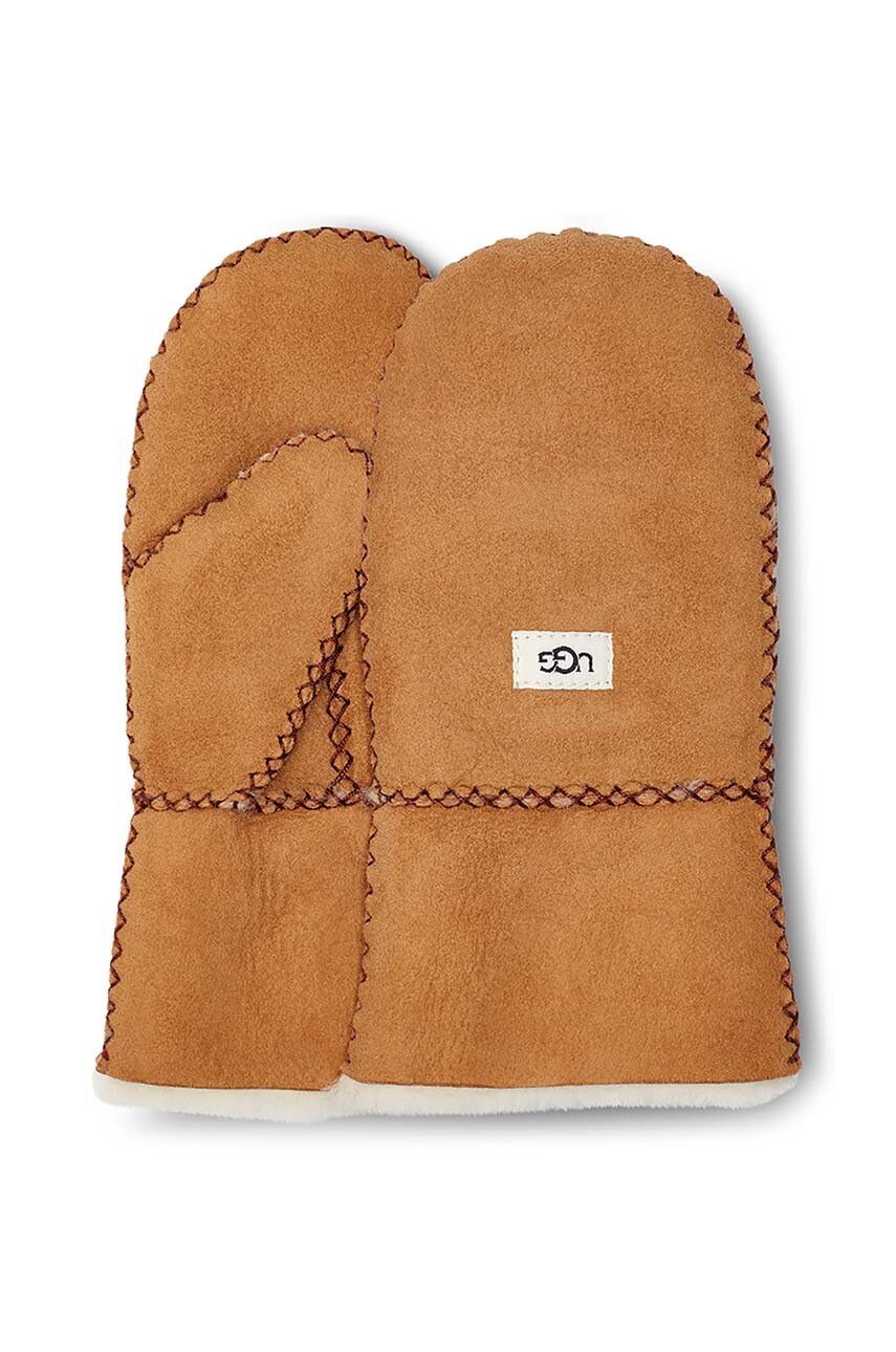 Дитячі шкіряні рукавички UGG колір бежевий