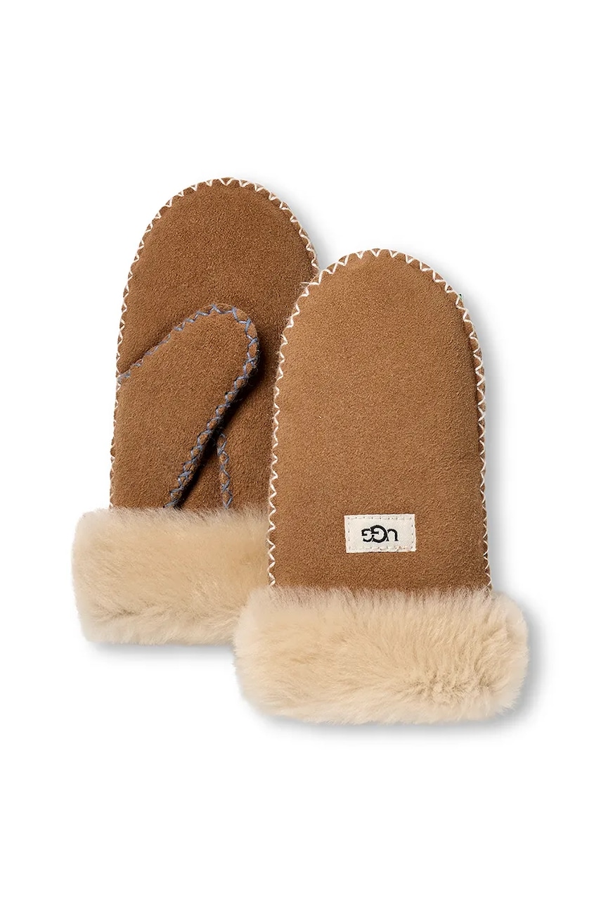 Levně Dětské kožené rukavice UGG béžová barva