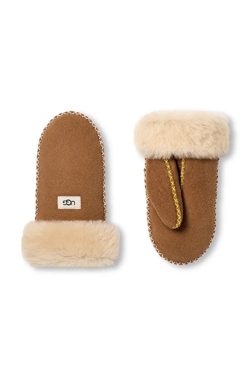 Детские кожаные перчатки UGG цвет бежевый Детские кожаные перчатки UGG цвет бежевый