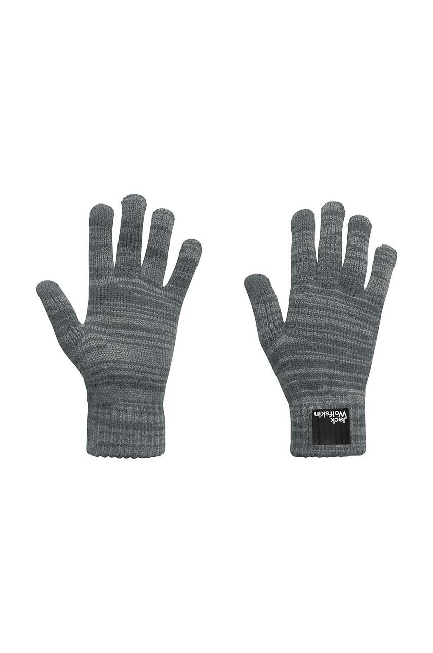 Dětské rukavice Jack Wolfskin SPIRIT NIT šedá barva - šedá -  90 % Akryl