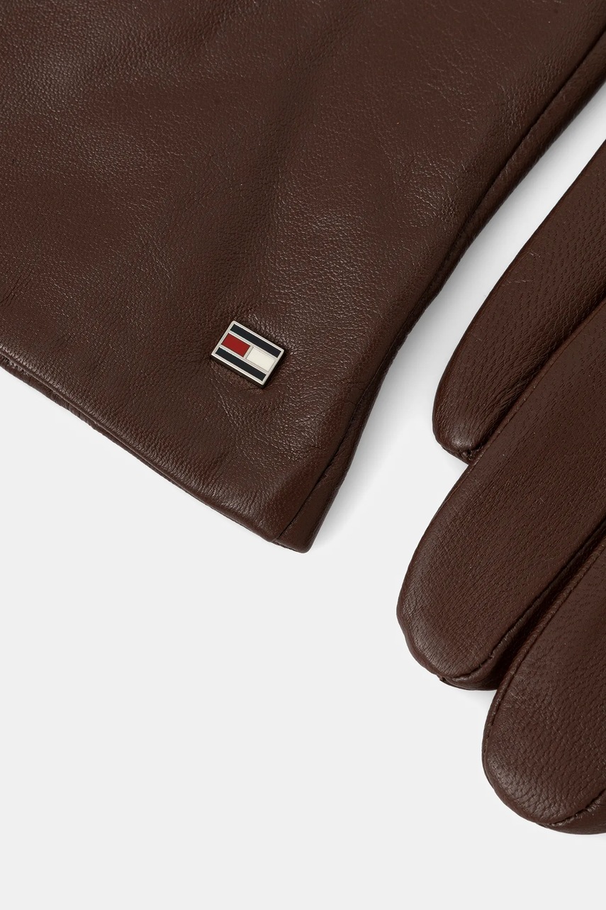Кожаные перчатки Tommy Hilfiger цвет коричневый AM0AM11482
