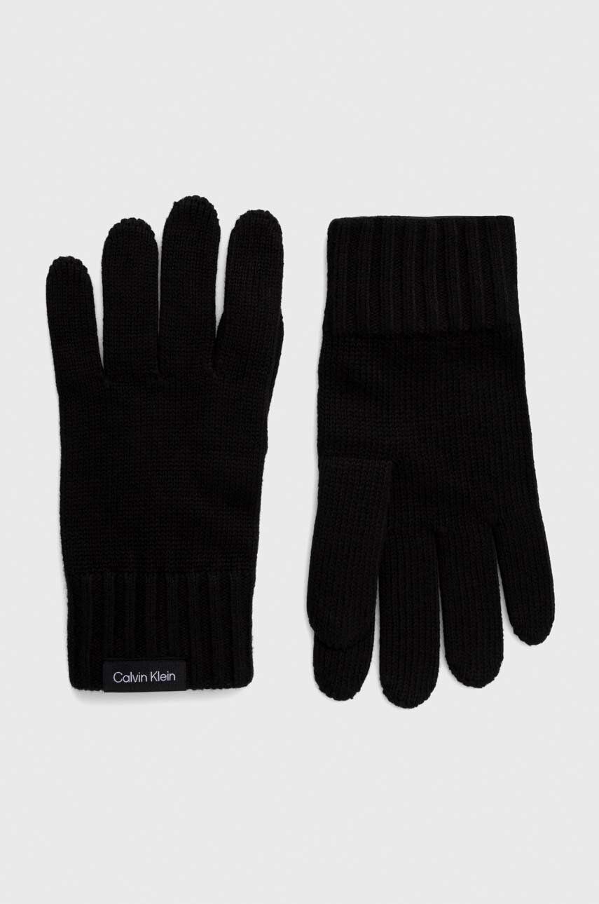 Kašmírové rukavice Calvin Klein černá barva - černá - 95 % Bavlna