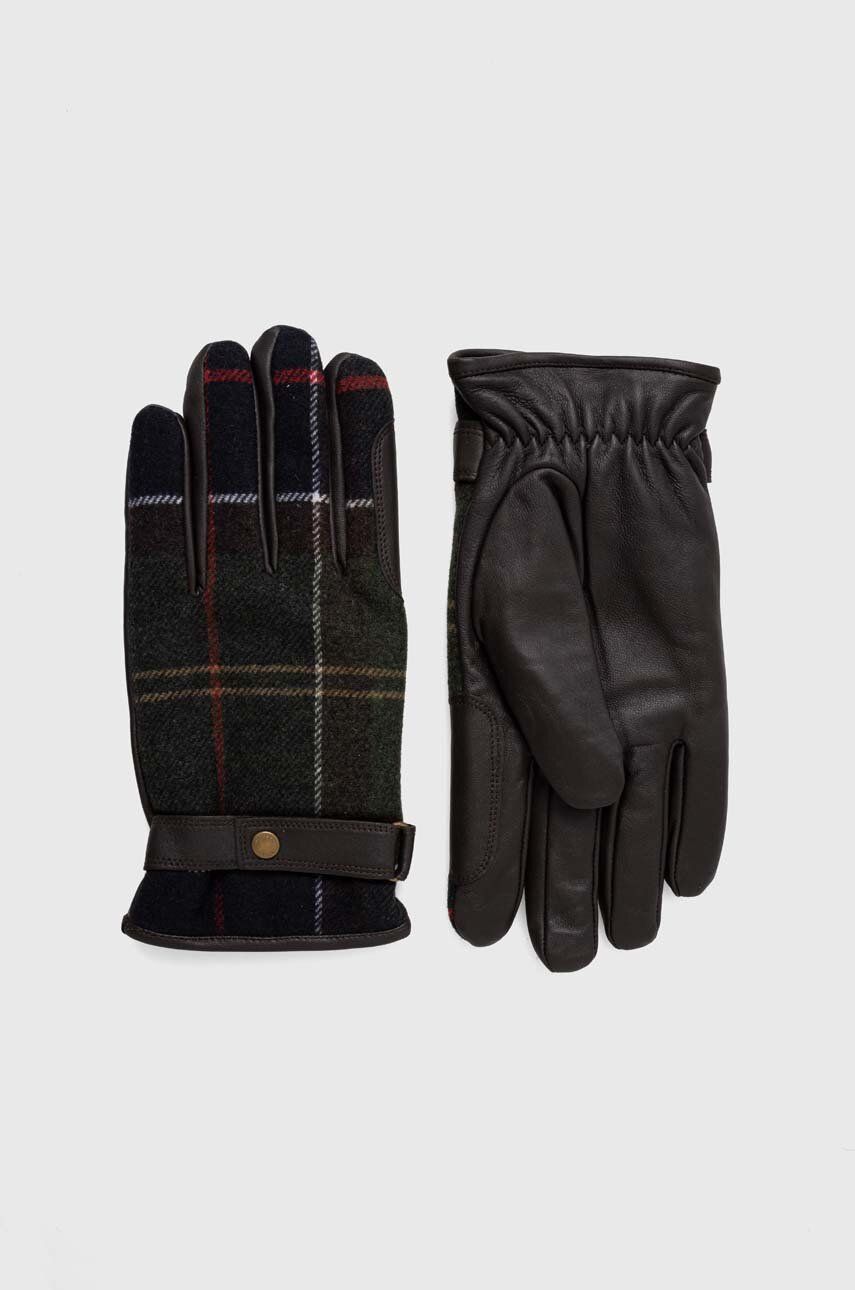 Barbour mănuși din amestec de lână Newbrough Tartan Gloves culoarea verde MGL0051