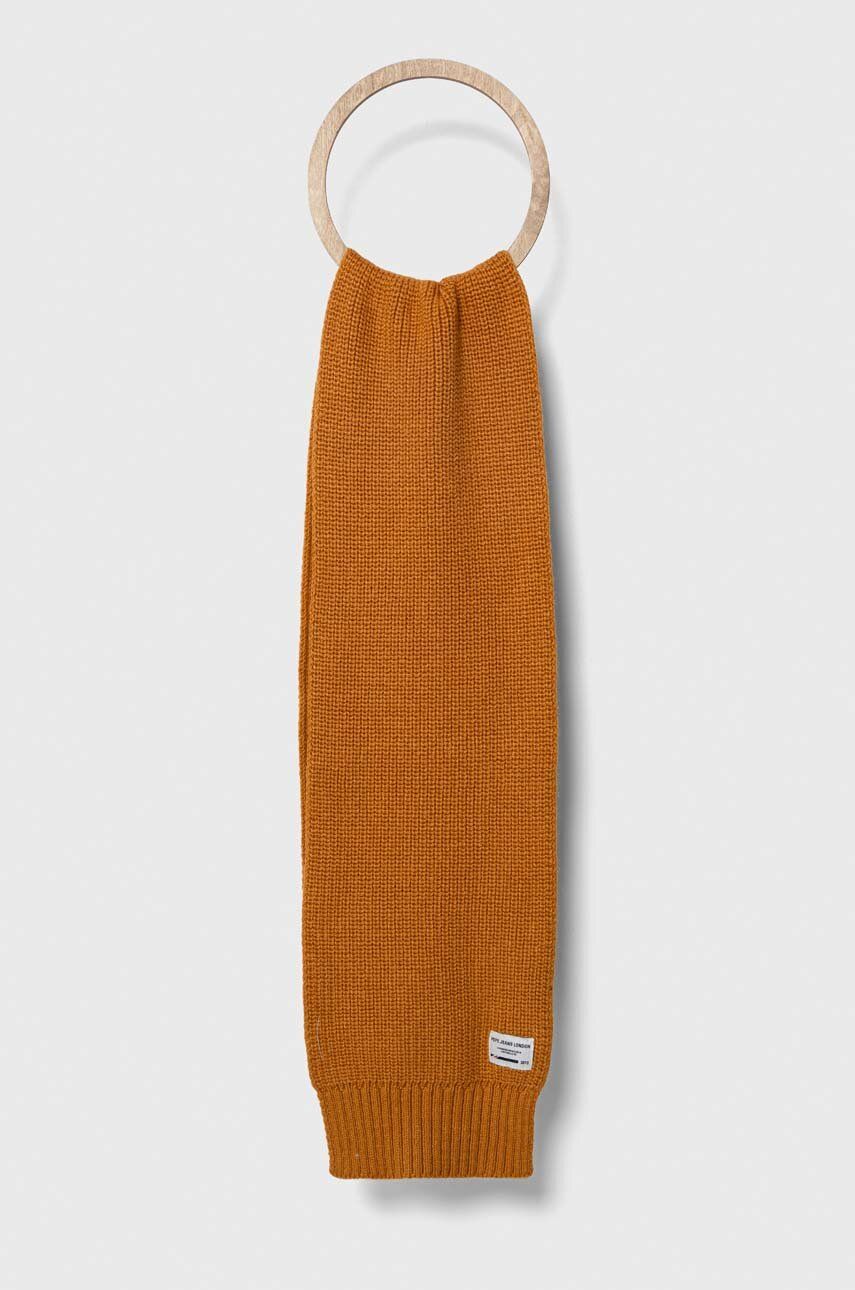 Dětský šátek z vlněné směsi Pepe Jeans oranžová barva, hladký - oranžová - 60 % Bavlna