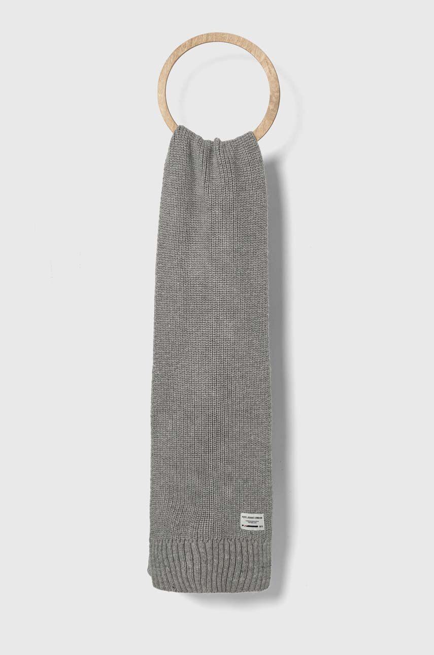 Levně Dětský šátek z vlněné směsi Pepe Jeans šedá barva, hladký