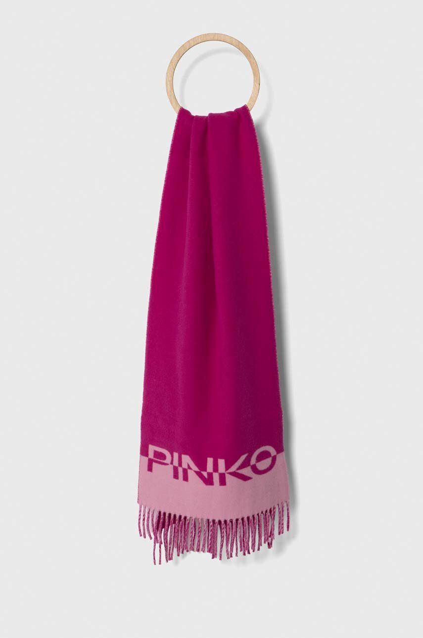 Vlněná šála Pinko fialová barva - fialová -  100 % Virgin vlna