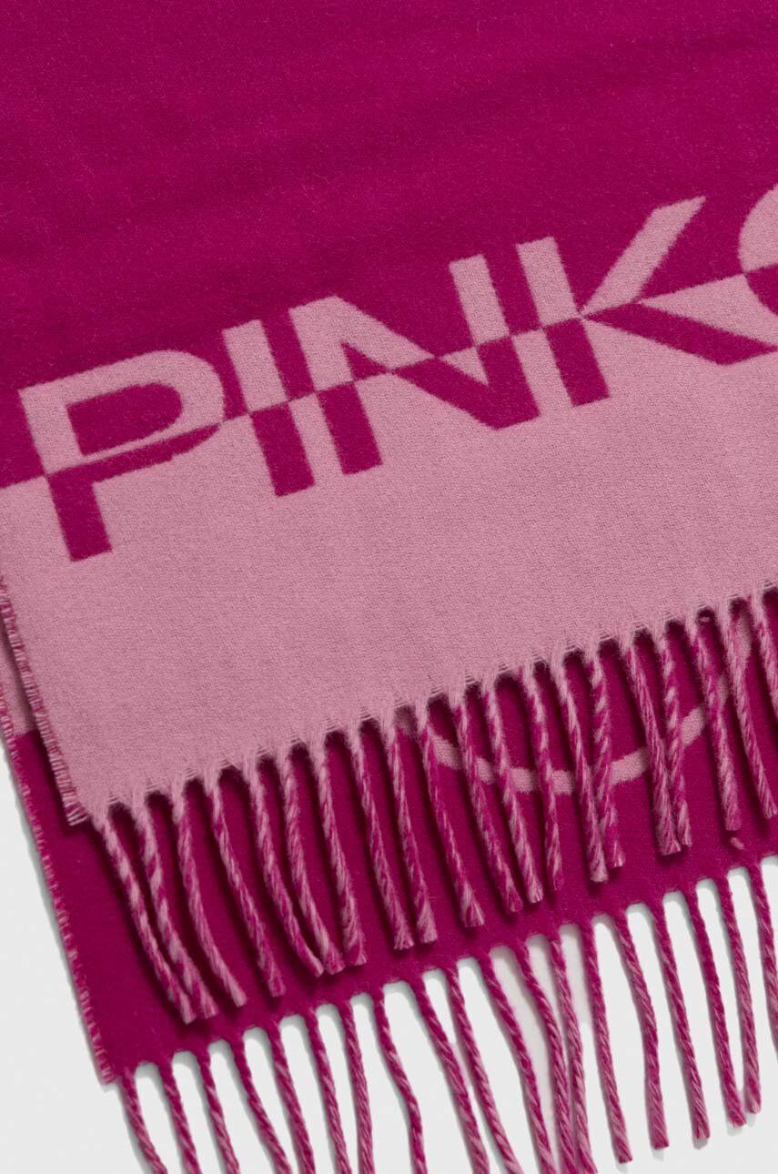 Pinko szalik wełniany kolor fioletowy wzorzysty