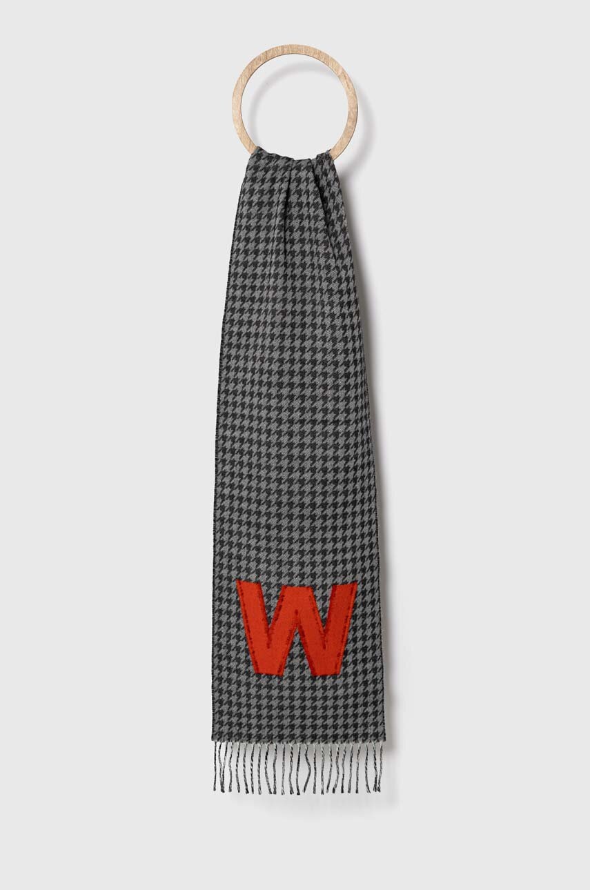 

Вълнен шал Weekend Max Mara в черно с десен, Черен