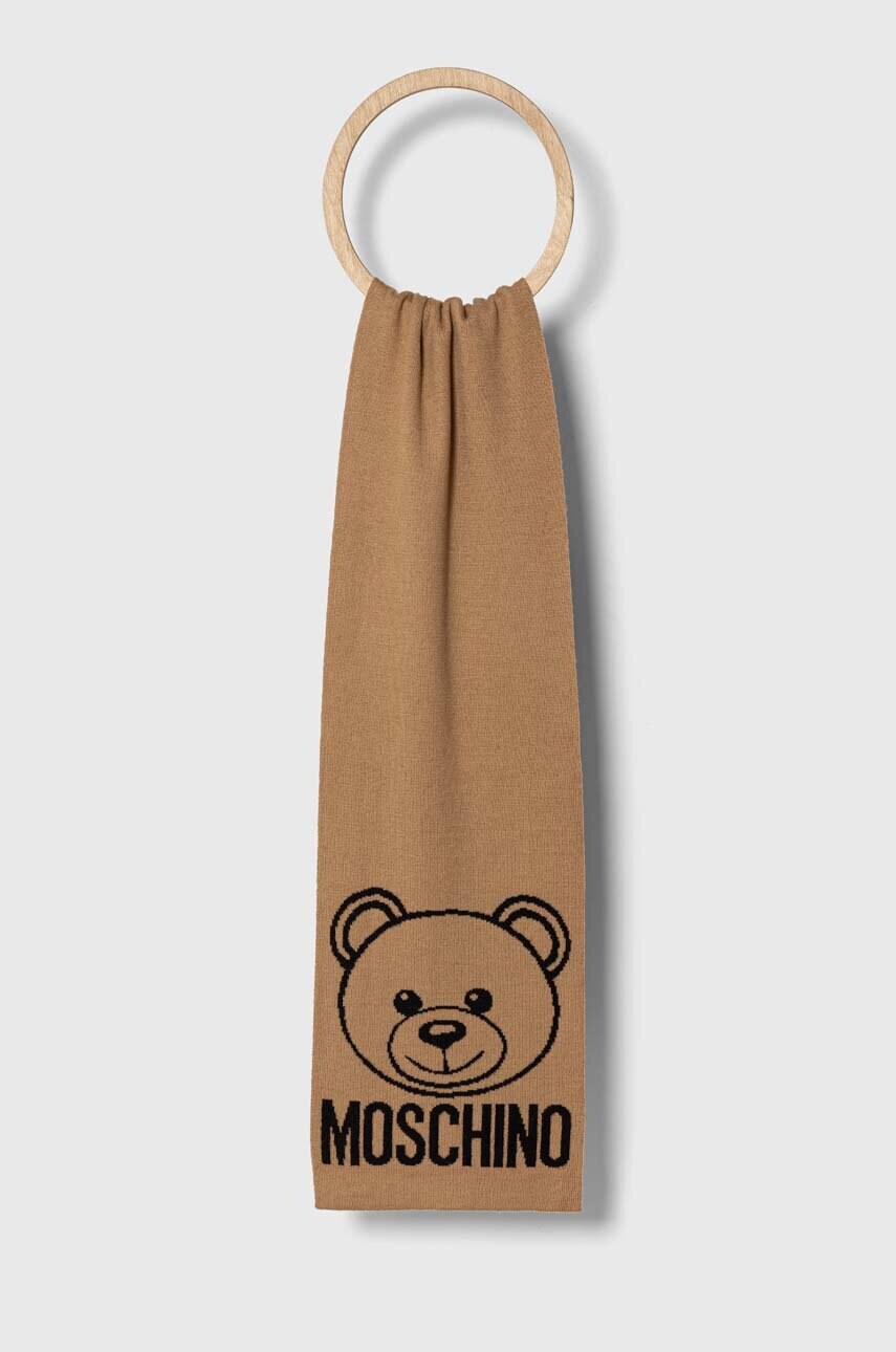 

Шерстяной шарф Moschino цвет бежевый узорный