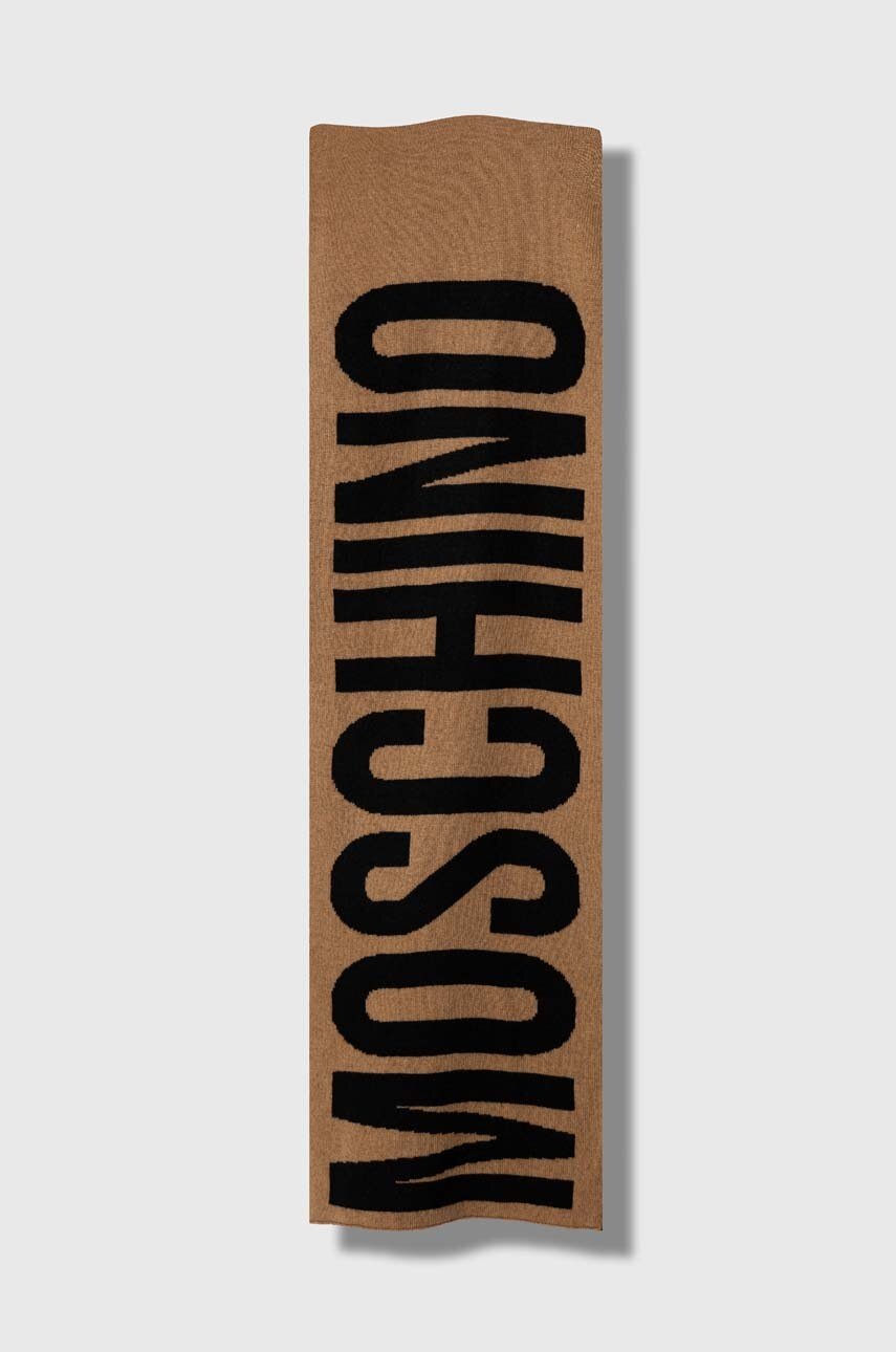 

Шарф с примесью шерсти Moschino цвет бежевый узорный