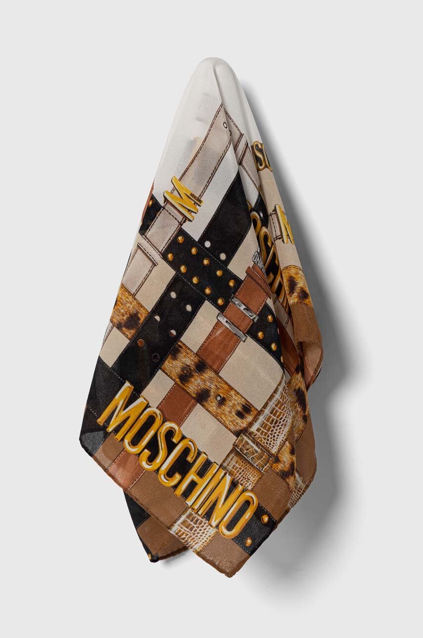

Шелковый платок на шею Moschino цвет бежевый узор