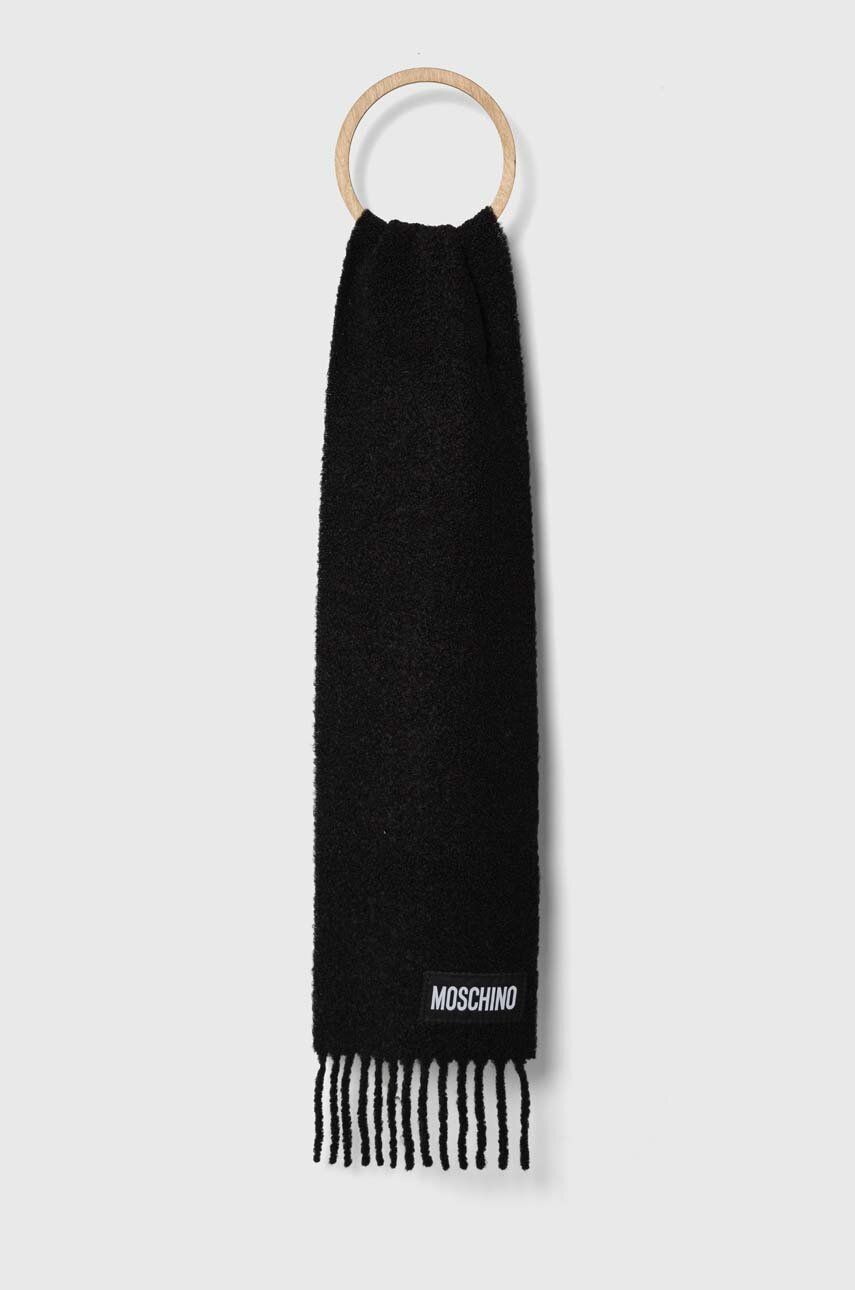 Moschino esarfa de lana culoarea negru, neted