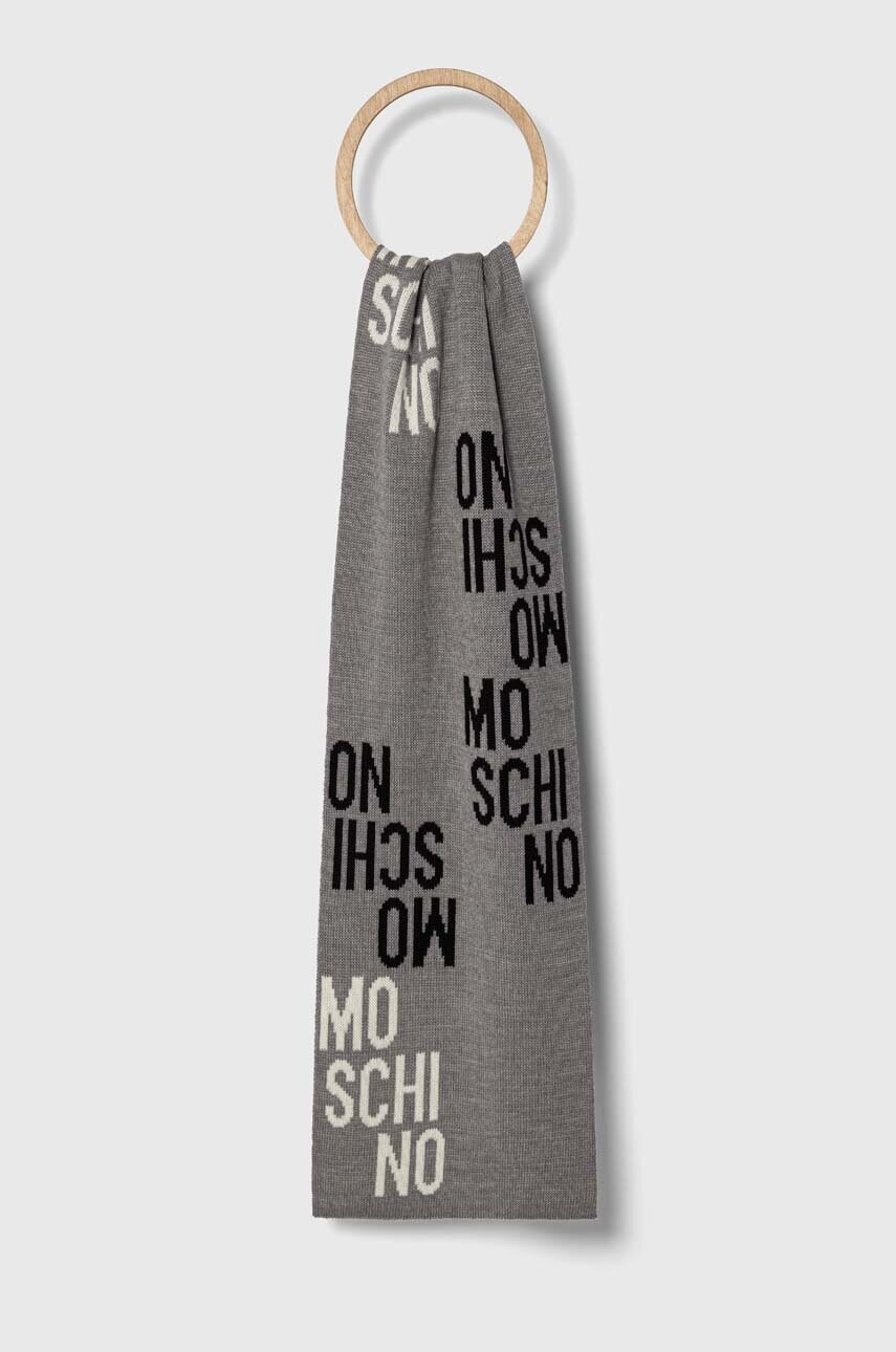

Шерстяной шарф Moschino цвет серый узорный