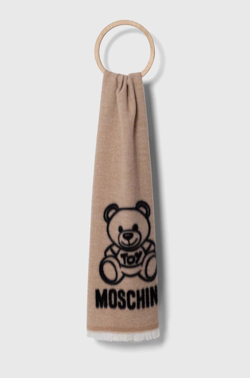 

Вовняний шарф Moschino колір бежевий візерунок