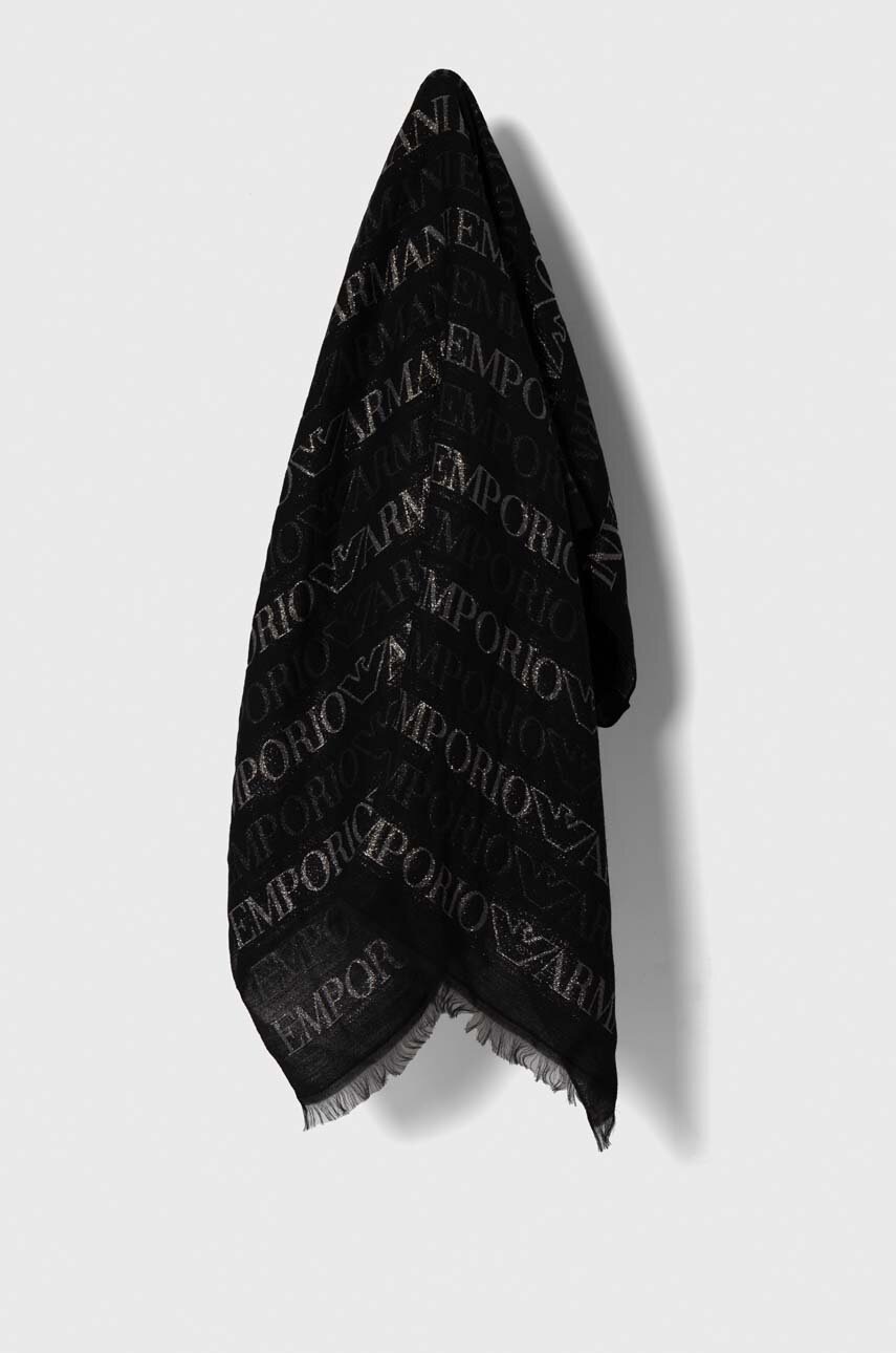 

Шарф с примесью шерсти Emporio Armani цвет чёрный узорный