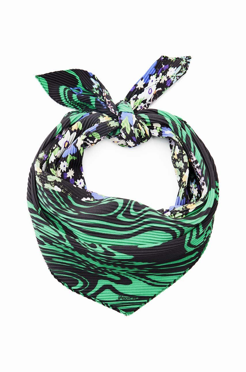 Desigual Esarfa 23wawa10 Accessories Fabric Squared Foul Femei, Culoarea Verde, Modelator