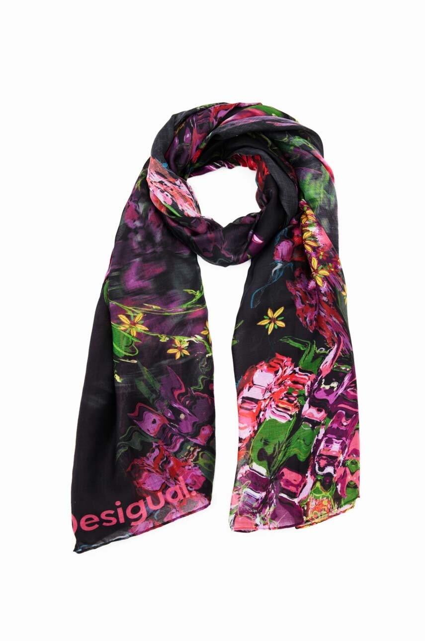 

Шарф Desigual жіночий колір чорний візерунок