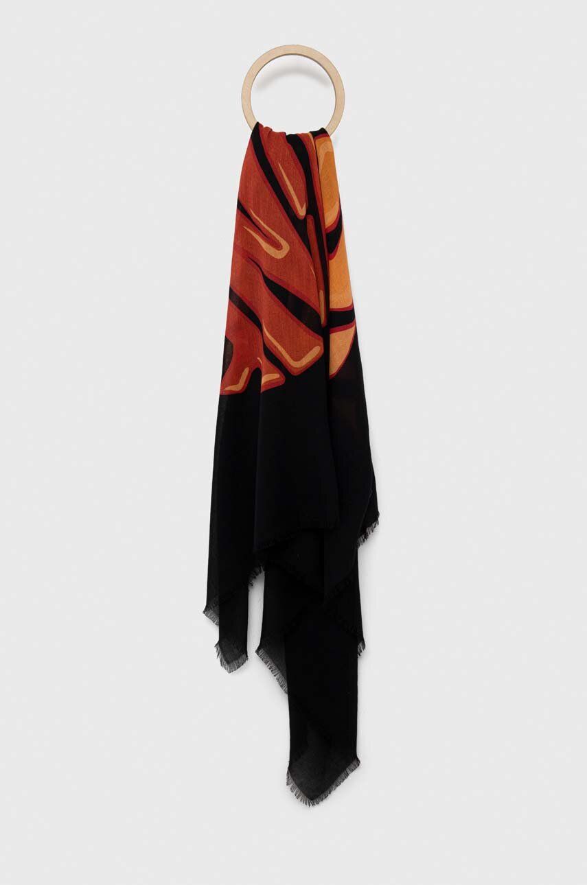 Levně Šála s příměsí vlny AllSaints černá barva, vzorovaná