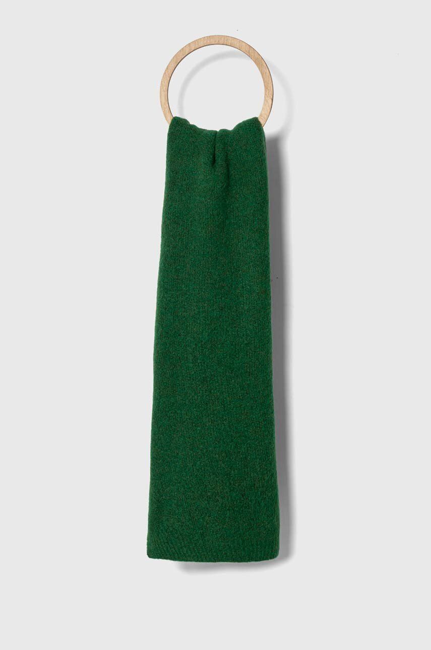 American Vintage esarfa din amestec de lana culoarea verde, neted