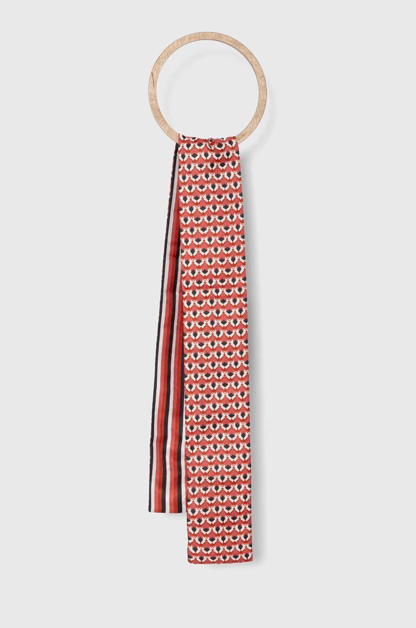 Šátek Sisley červená barva - červená -  100 % Polyester