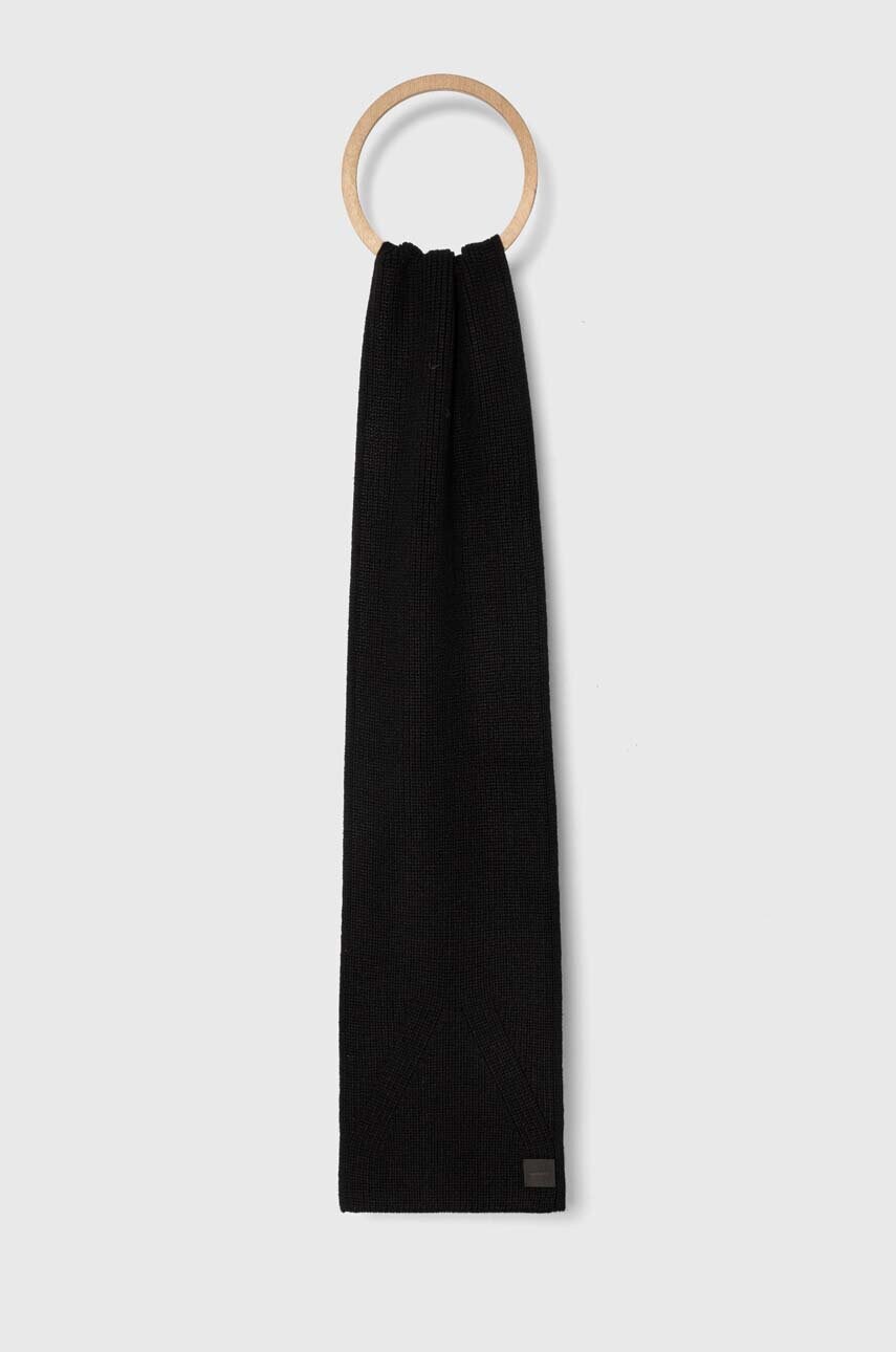 AllSaints esarfa din amestec de lana culoarea negru, neted
