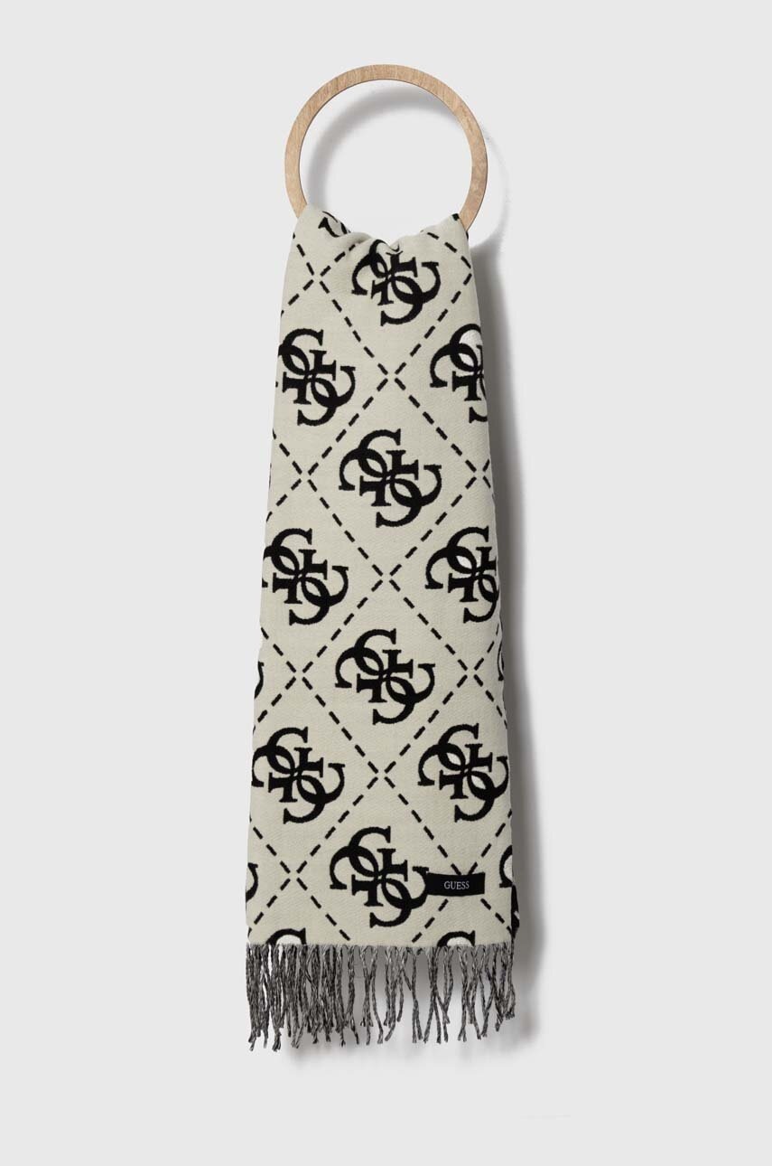 

Шал Guess дамски в бежово с десен, Бежов