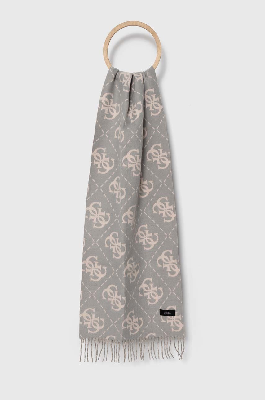 

Шал Guess дамски в сиво с десен, Сив