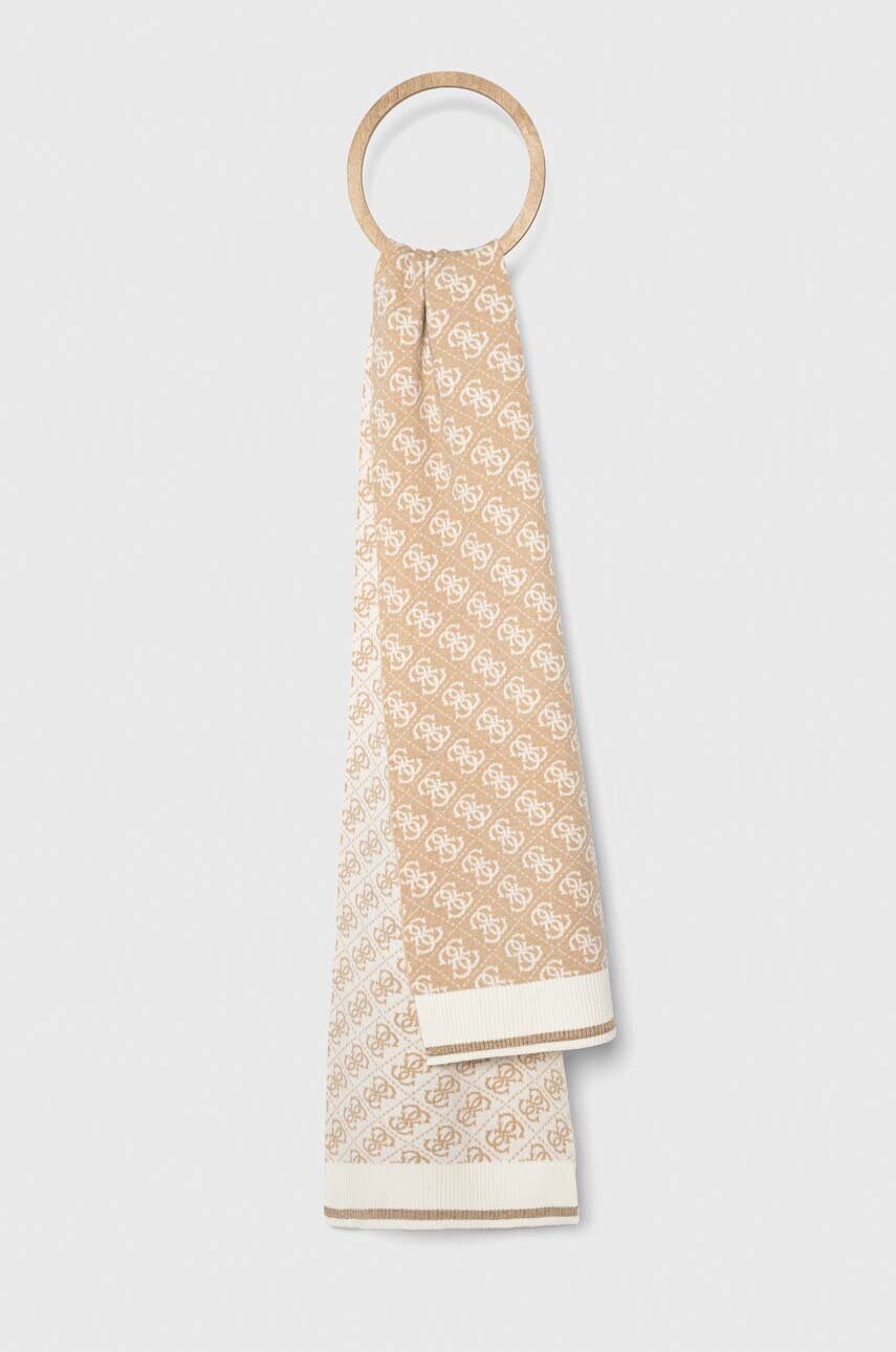 

Шал Guess дамски в бежово с десен, Бежов