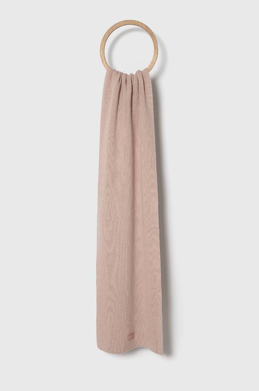 Šátek z vlněné směsi Calvin Klein béžová barva, hladký - béžová - 55 % Bavlna